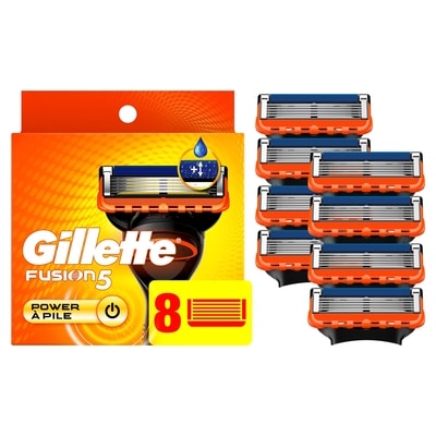 Gillette Cartouches de rechange de rasoir  Power pour hommes, 8 cartouches de rasoir, bande lubrifiante, lame de précision, cartouches à 5 lames de rasoir pour un rasage de près 8 ea, 6,25 $/1ch