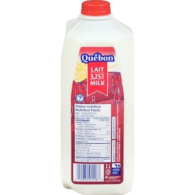 QUEBON 3.25% M.F. Homogenized Milk 2 l, $0.23/100ml