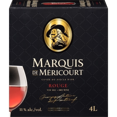 Marquis De Mericourt Marquis De Mericourt Dry Red Wine (ID required at pick-up) 4 l, $0.95/100ml