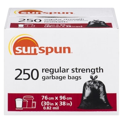 Sunspun Regular Strength Outdoor Garbage Bags  250 ea, $0.17/1ea