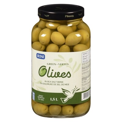 Irini Green Olives, Giant     1.5 l, $0.67/100ml