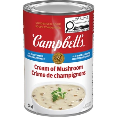 Campbell’s Soupe à la crème de champignons moins de sel 284 ml, 1,05 $/100ml