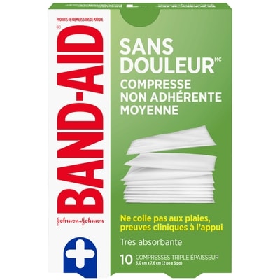 Johnson & Johnson Tampons non adhésifs pour premiers soins moyens 10 ea, 0,65 $/1ch