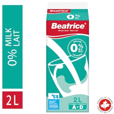 Beatrice Skim Milk 0% 2 l, $0.23/100ml