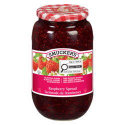 Smucker’s Pure confiture de framboises 1 l, 1,30 $/100ml