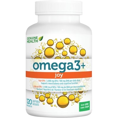 Genuine Health omega3+ JOY, supplément d'huile de poisson 120 ea, 0,47 $/1ch