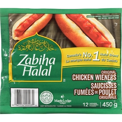 Zabiha Halal Chicken Wieners Original 450 g, $0.89/100g