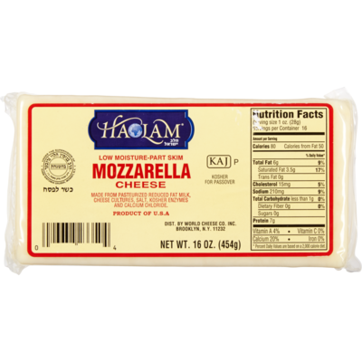 Haolam Barres de fromage mozzarella casher 454 g, 4,40 $/100g