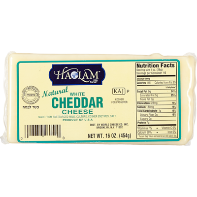 Haolam Cheddar blanc en bâton casher 454 g, 4,40 $/100g