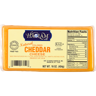 Haolam Cheddar en bâton casher 454 g, 4,40 $/100g