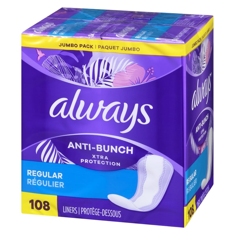 Anti-Bunch Xtra Protection Daily Liners, Regular Length, Unscented, 108 Count