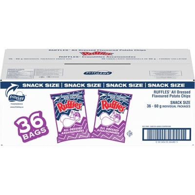 Ruffles Potato Chips, All Dressed, Vending Chips 36x60.0 g, $1.85/100g