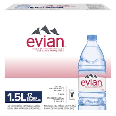 Evian Natural Spring Water  12x1.5 l, $0.21/100ml