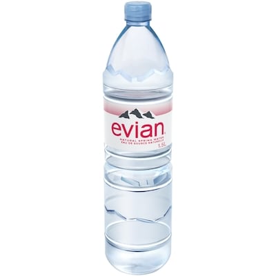 Evian Eau de source naturelle 12x1.5 l, 0,21 $/100ml