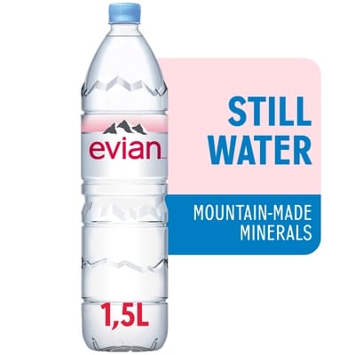 Evian Water 1.5 l, $0.29/100ml