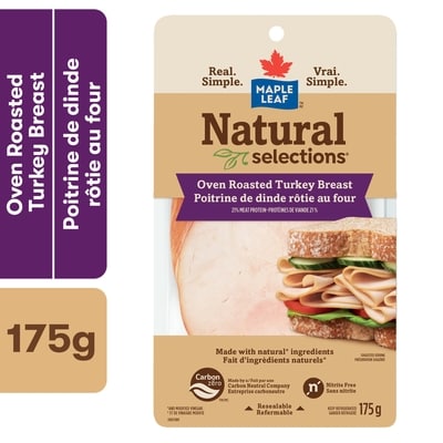 Maple Leaf Natural Selections Sliced Deli Turkey Breast, Oven Roasted 175 g, $45.66/1kg $4.57/100g