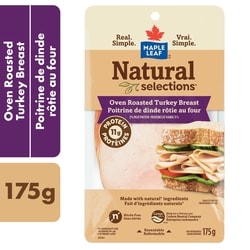Maple Leaf Natural Selections Sliced Deli Turkey Breast, Oven Roasted 175 g, $54.23/1kg $5.42/100g