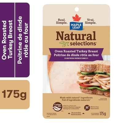 Maple Leaf Poitrine de dinde rtie au four tranche Natural Selections 175 g, 51,37 $/1kg 5,14 $/100g