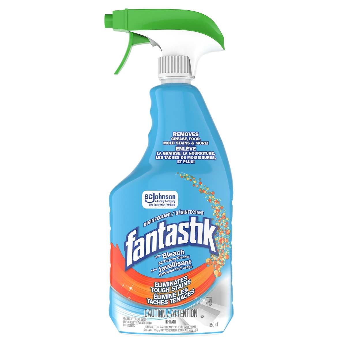 Fantastik Désinfectant nettoyant tout usage, avec javellisant 650 ml, 1,08 $/100ml