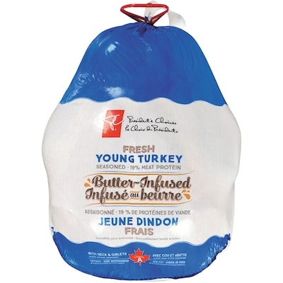 President's Choice Butter Infused Fresh Turkey, 5kg $9.02/1kg $4.09/1lb
