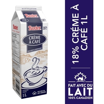 Baxter Crème a café 18 % 1 l, 0,48 $/100ml