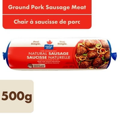 Maple Leaf Natural Ground Pork Sausage Meat 500 g, $1.80/100g