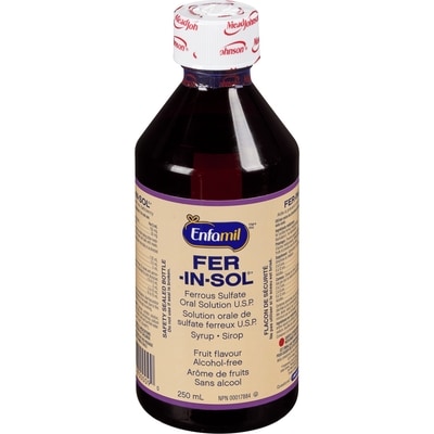 Enfamil Fer-In-Sol Ferrous Sulfate Oral Solution U.S.P. Fruit Flavour Syrup 250 ml, $8.40/100ml