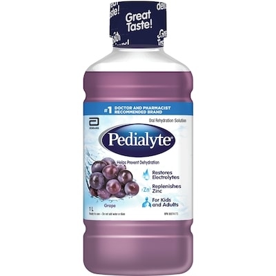 Pedialyte Solution de réhydratation orale à base d'électrolytes, raisin 1 l, 1,30 $/100ml
