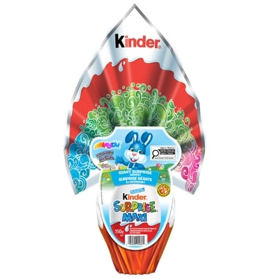 Kinder Easter Maxi Surprise Egg (Classic), Jumbo Chocolate Easter Egg with Toy 150 g, $12.00/100g