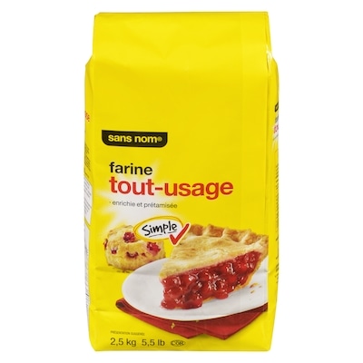 Sans Nom Farine tout usage 2.5 kg, 0,12 $/100g