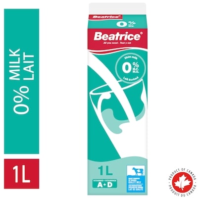 Beatrice Skim Milk 0% 1 l, $0.28/100ml