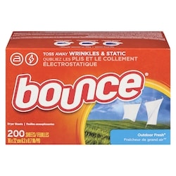 Bounce Dryer Sheets, 200 Sheets, Outdoor Fresh Scent Fabric Softener Sheets, Reduces Static, Softens and Fights Wrinkles 200 ea, $0.06/1ea