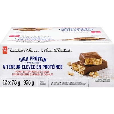 President's Choice Peanut Butter Chocolate Flavour High Protein Bars 78 g, $3.58/100g