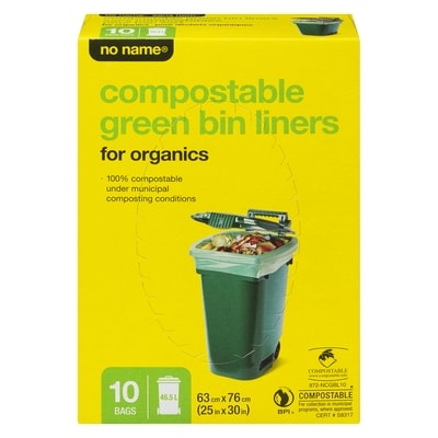 No Name Compostable Green Bin Liners for Organics 10 ea, $0.70/1ea