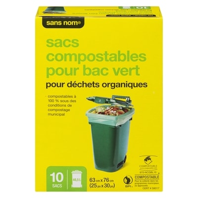 Sans Nom Sacs compostables pour bacs verts pour déchets organiques 10 ea, 0,70 $/1ch