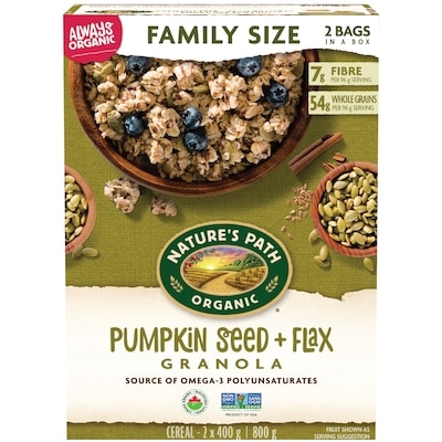 Nature’s Path Granola biologique Graines de citrouille et lin 800 g, 2,00 $/100g
