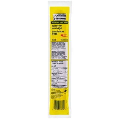 No Name Summer Sausage Chub 500 g, $1.20/100g