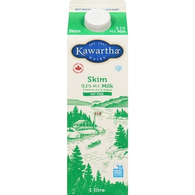 Kawartha Skim Milk 1 l, $0.36/100ml