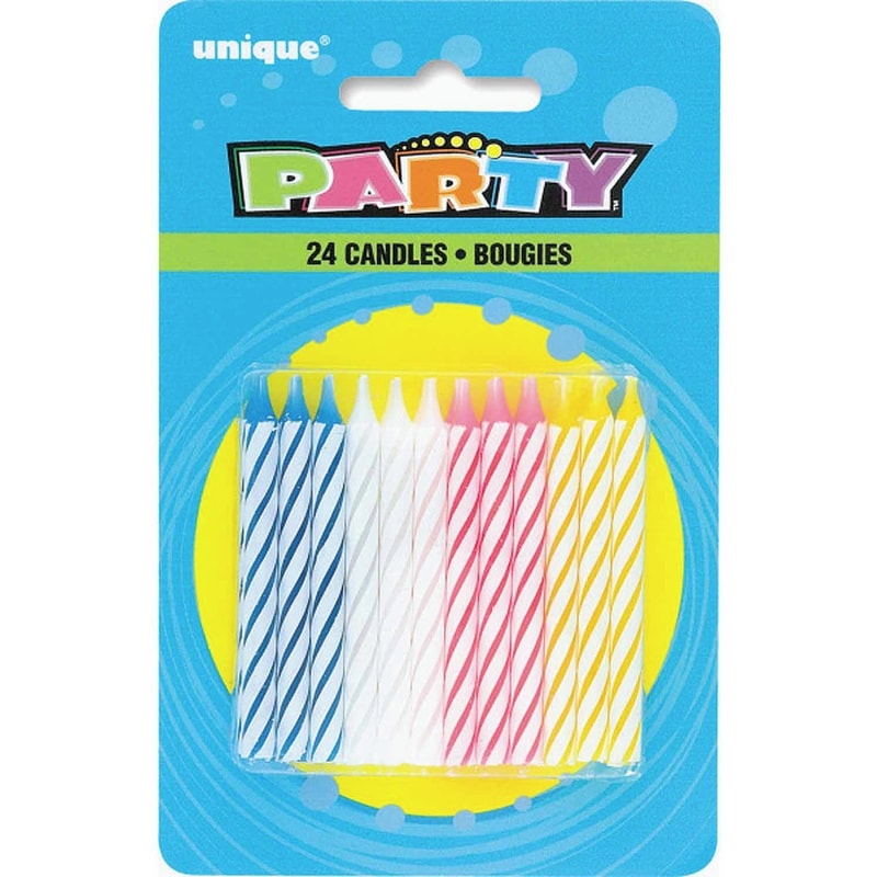 Multicolor Spiral Birthday Candles, 24ct