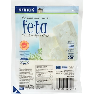 Krinos Greek Feta Cheese 200 g, $3.75/100g