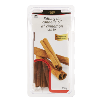 Dion Cannelle en bâtons, 6 po 150 g, 4,33 $/100g