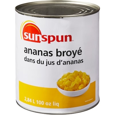 Sunspun Ananas broyés dans du jus d’ananas 2.84 l, 0,40 $/100ml