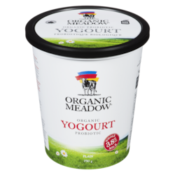 Organic Meadow Organic Yogurt, Plain 3.8% 750 g, $0.93/100g