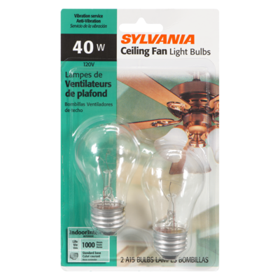 Sylvania 40W Fan Light Bulbs 2 ea, $2.25/1ea