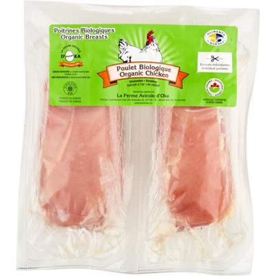 null Poitrine de poulet désossée biologique de La Ferme Avicole d’Oka 38,56 $/1kg 17,50 $/1lb
