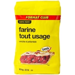 Sans Nom Farine tout-usage 10 kg, 0,10 $/100g