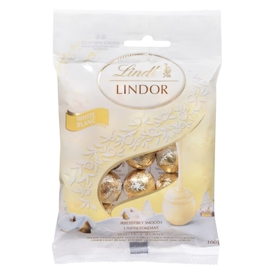 Lindt Sachet Mini-boules de chocolat blanc LINDOR 100 g, 4,99 $/100g