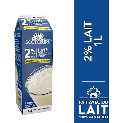 Scotsburn Lait partiellement écrémé 2 % 1 l, 0,28 $/100ml