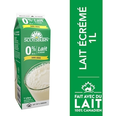 Scotsburn Lait écrémé 1 l, 0,28 $/100ml