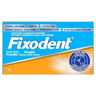 Fixodent Poudre adhésive pour prothèses 77 g, 11,03 $/100g